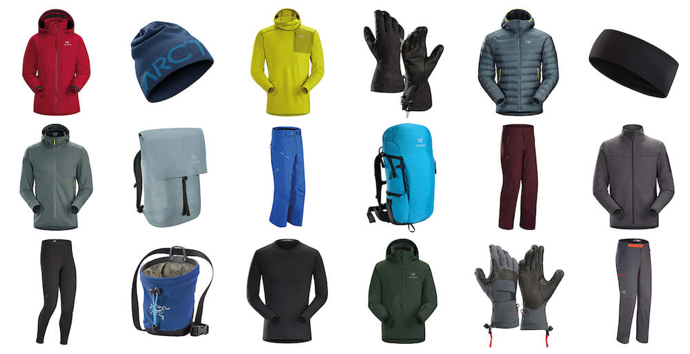 Moodboard von Arc'teryx Produkten