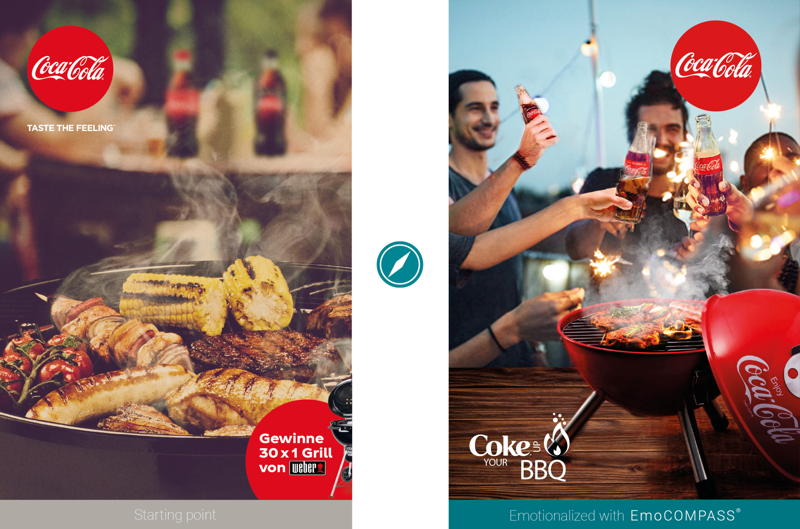 Before/after comparison Promo campaign Coke up your BBQ