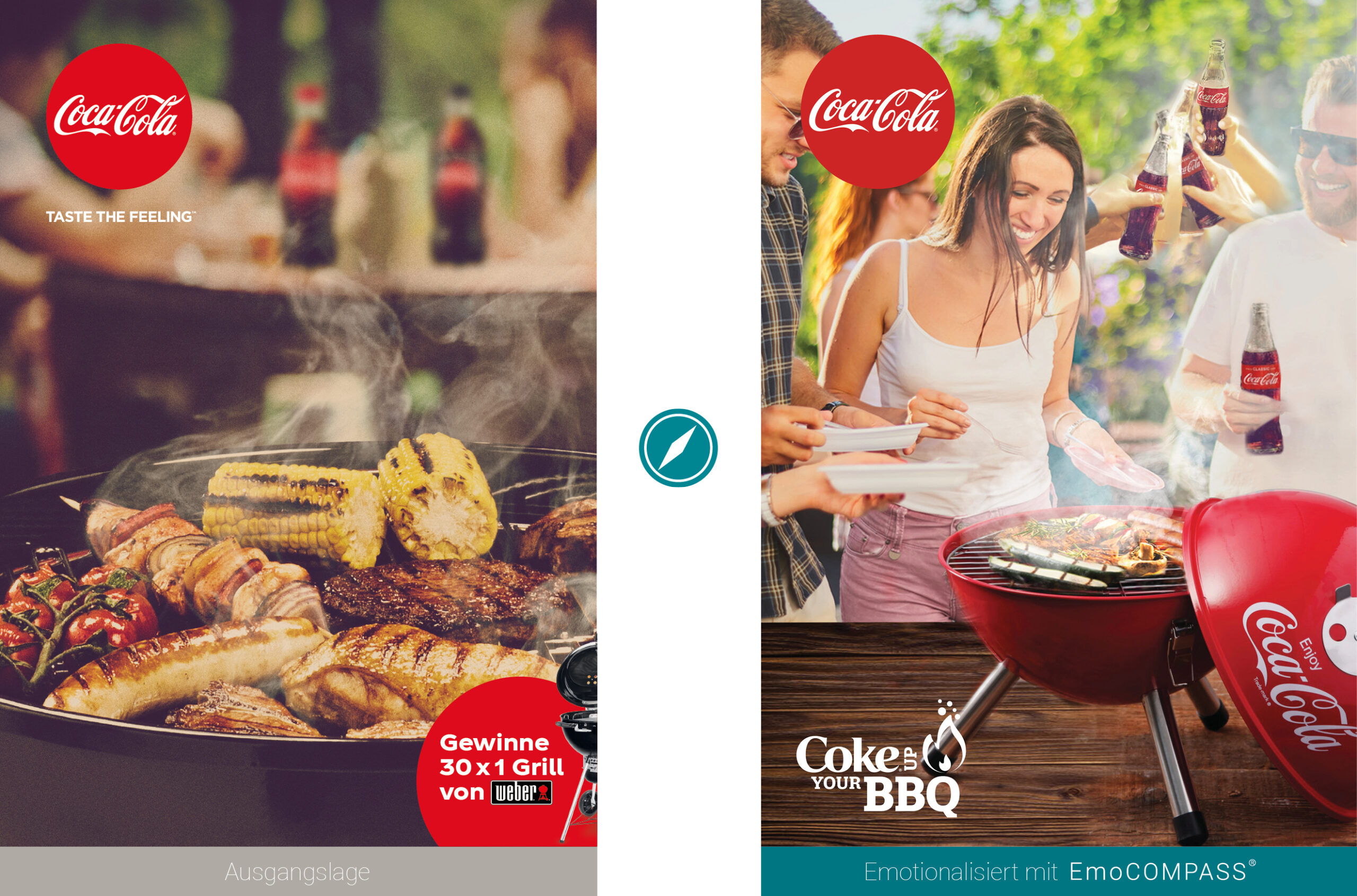 Vorher-/Nachher-Vergleich Promo-Kampagne Coke up your BBQ